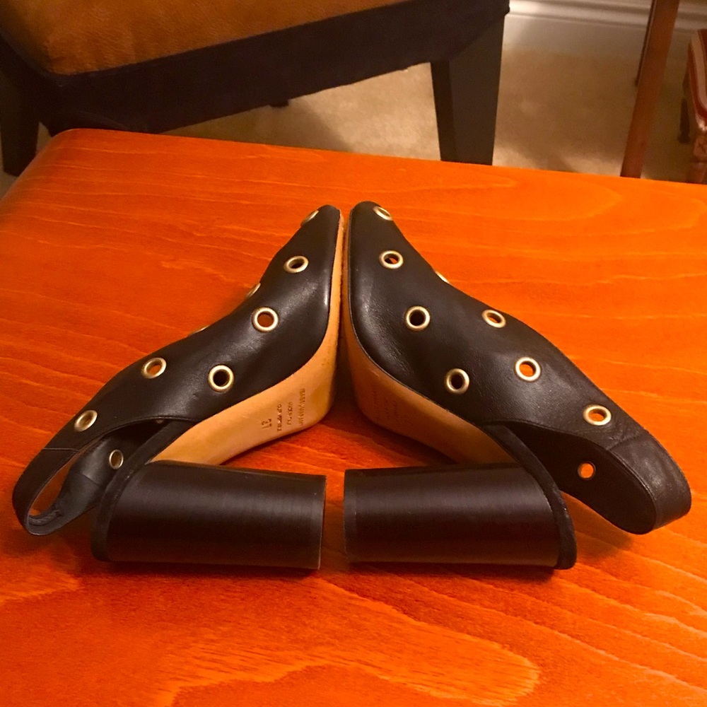 ISABEL MARANT Black Leather Sling Backs